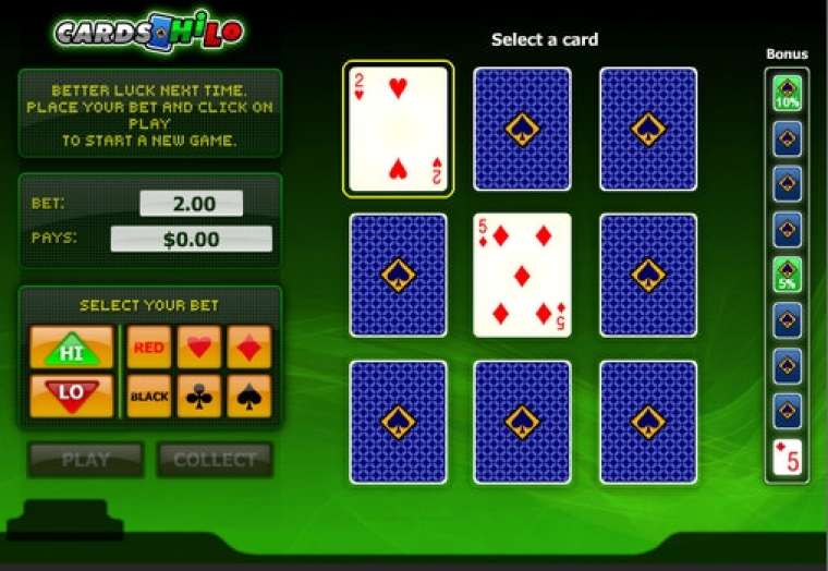 Видео покер Cards Hi Lo демо-игра