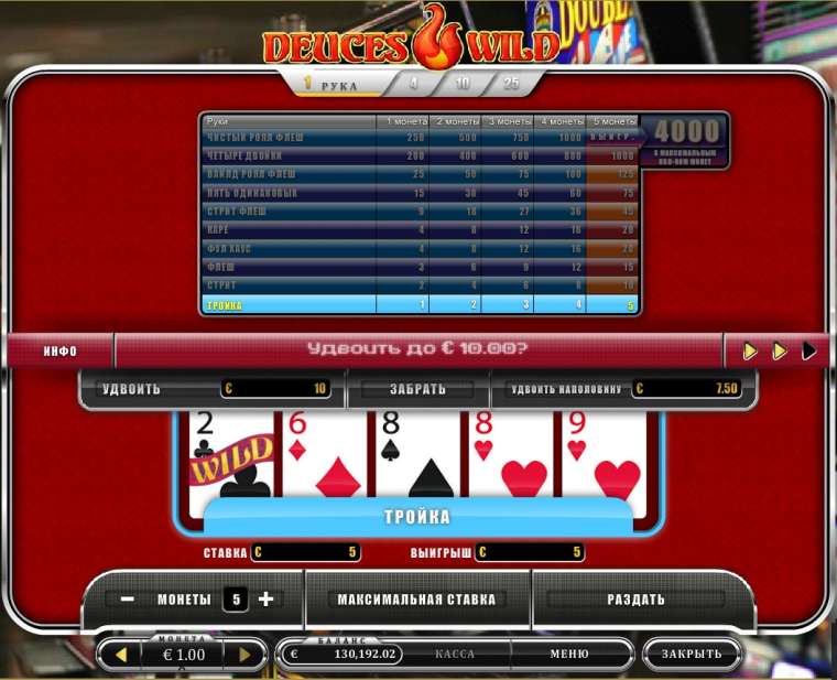 Видео покер Deuces Wild Poker  демо-игра