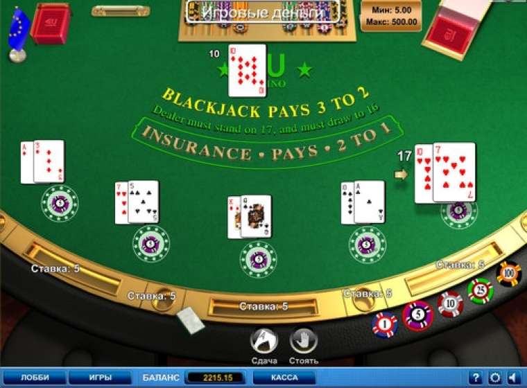 Видео покер European Blackjack демо-игра